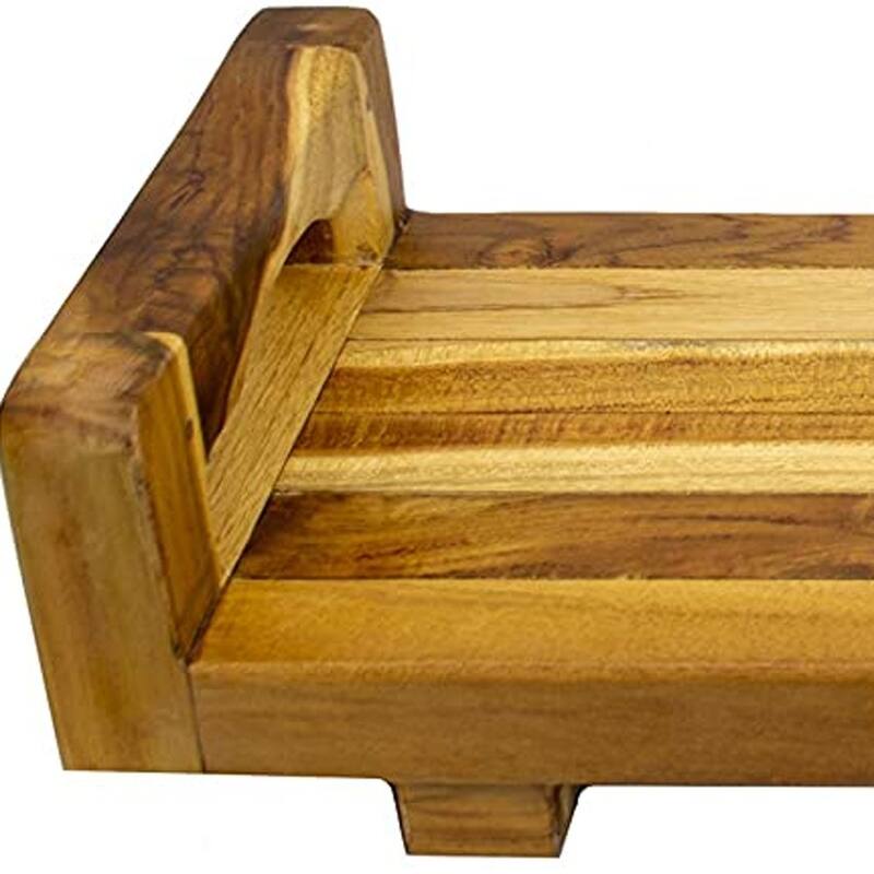 29" Natural Teak Wood Bath Tray and Seat with Handles On Sale Bed